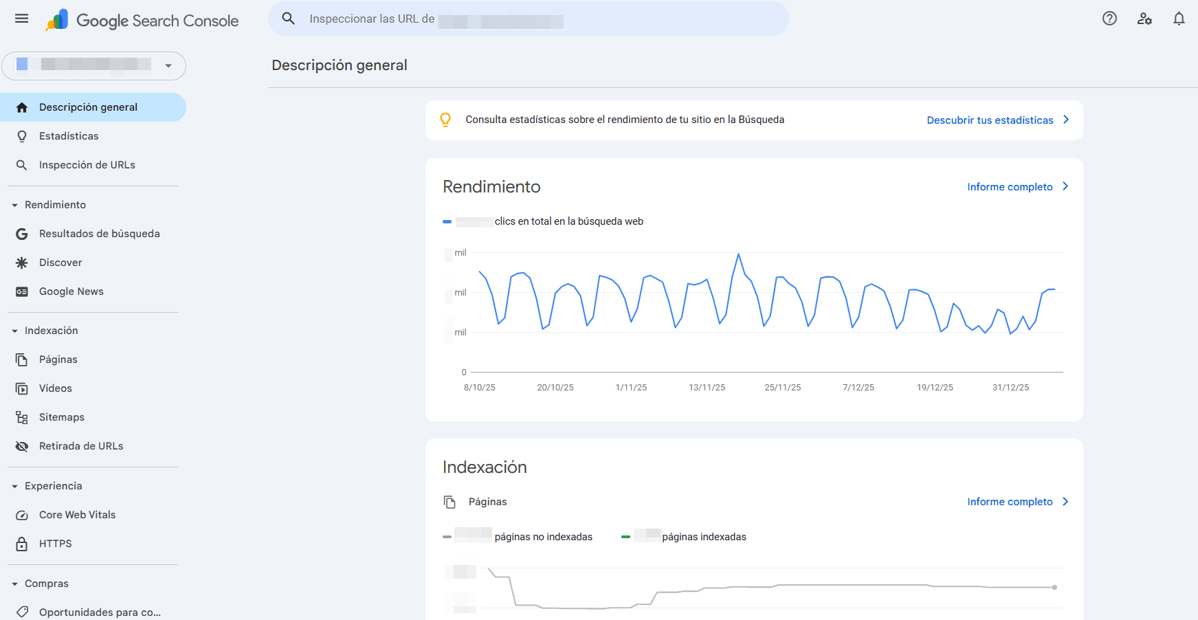 Interfaz de Google Search Console