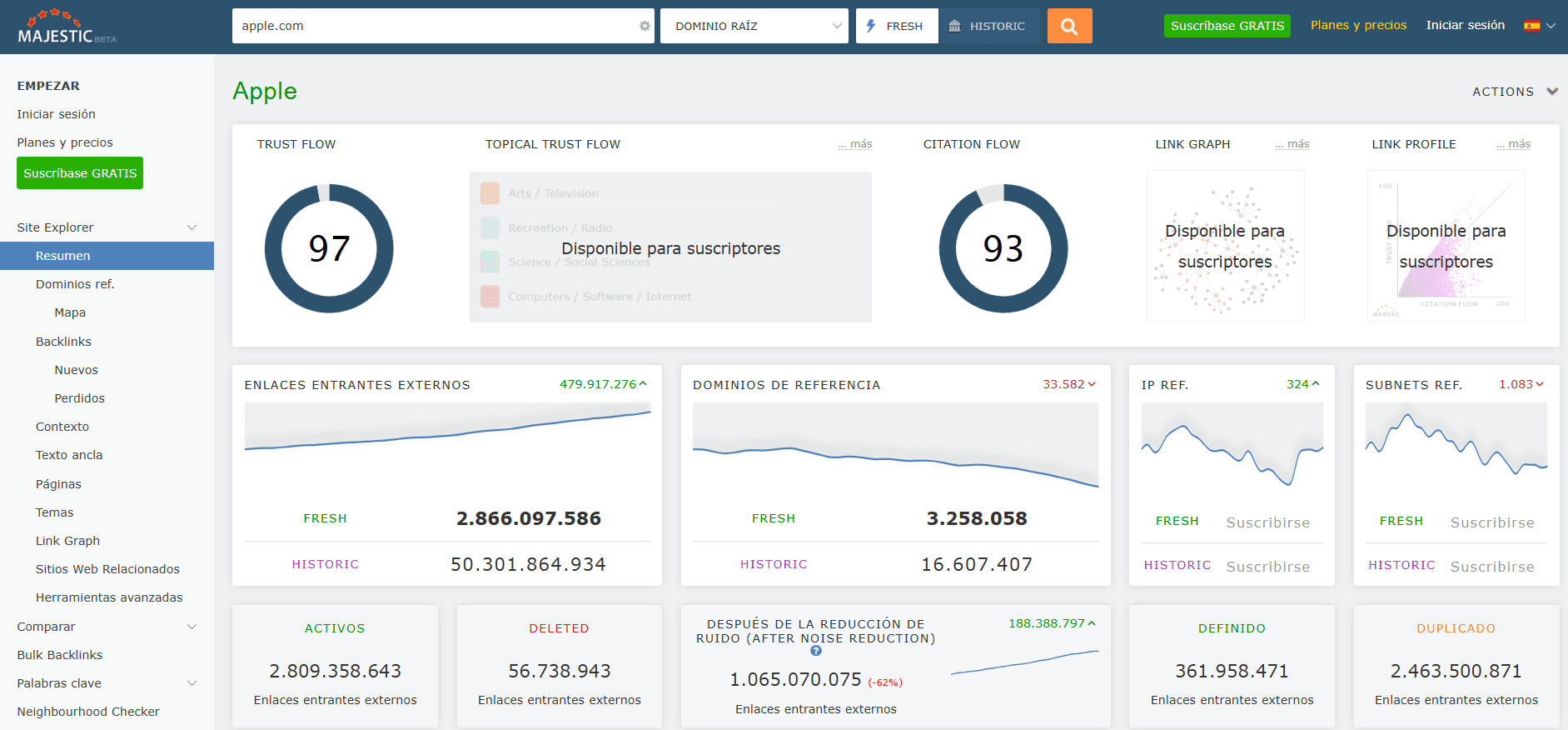 Interfaz de Majestic