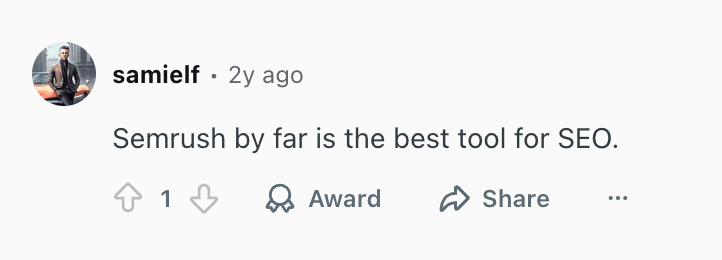 Opinión sobre Semrush en Reddit