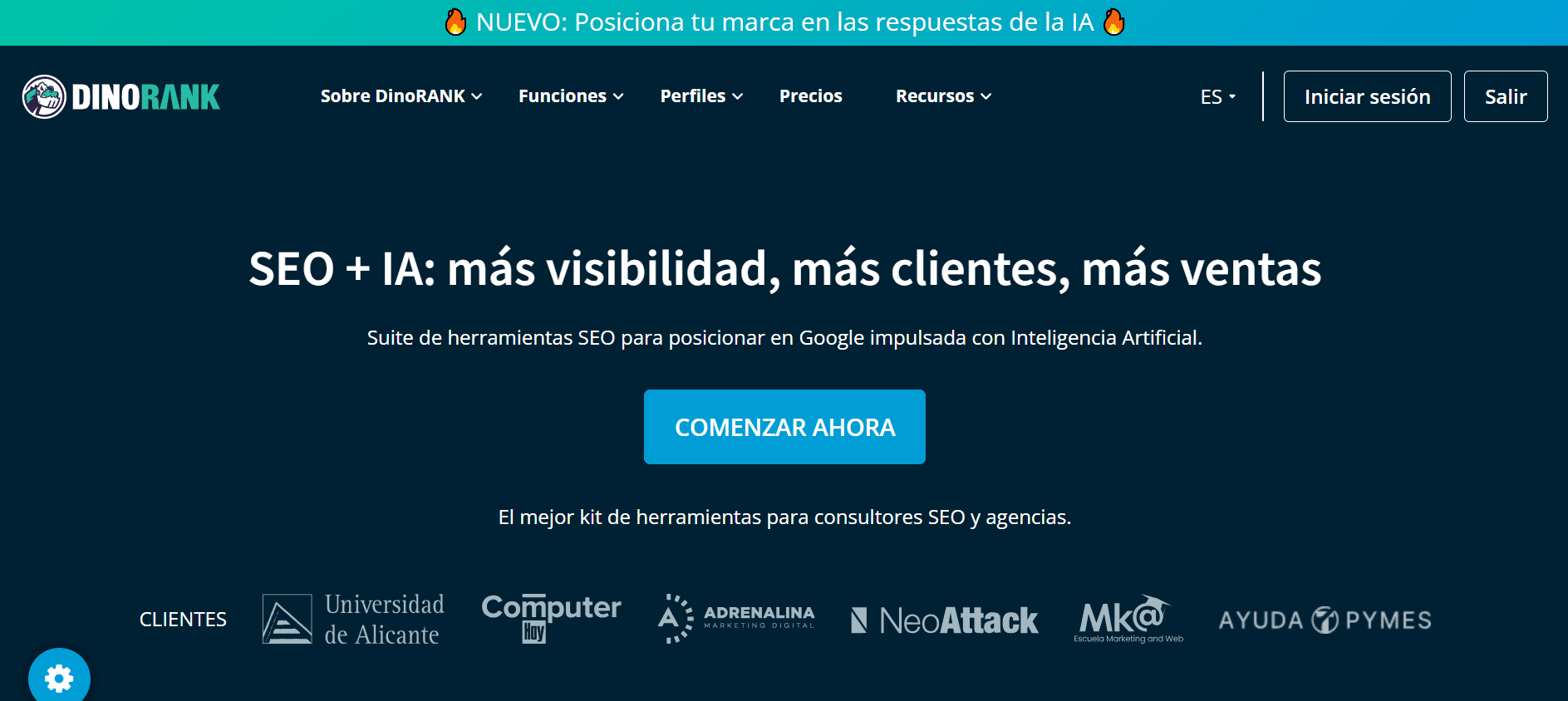 Página web de Dinorank