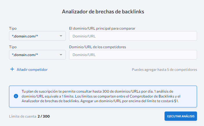 Analizador de brechas de backlinks