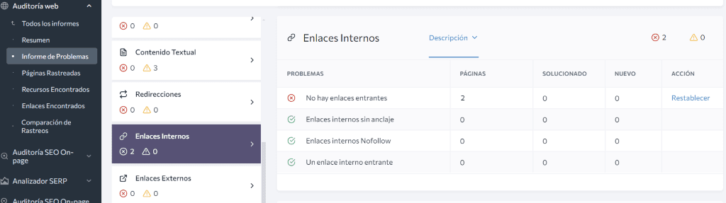 Enlazado interno en checklist SEO