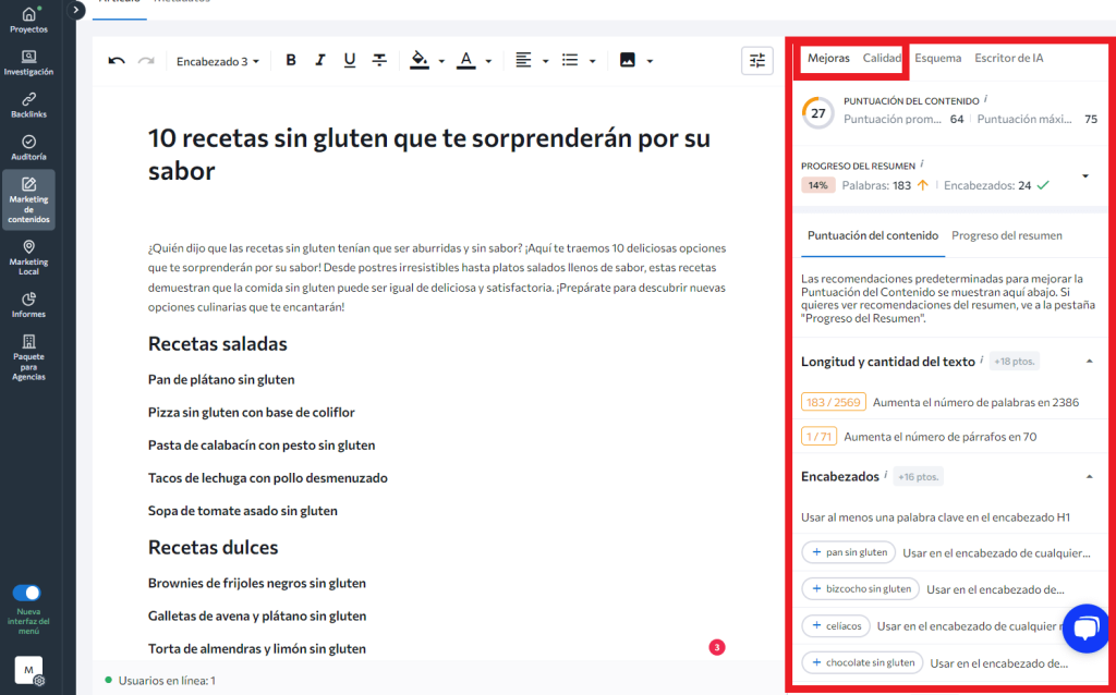 Consejos y mejoras editor de contenido 