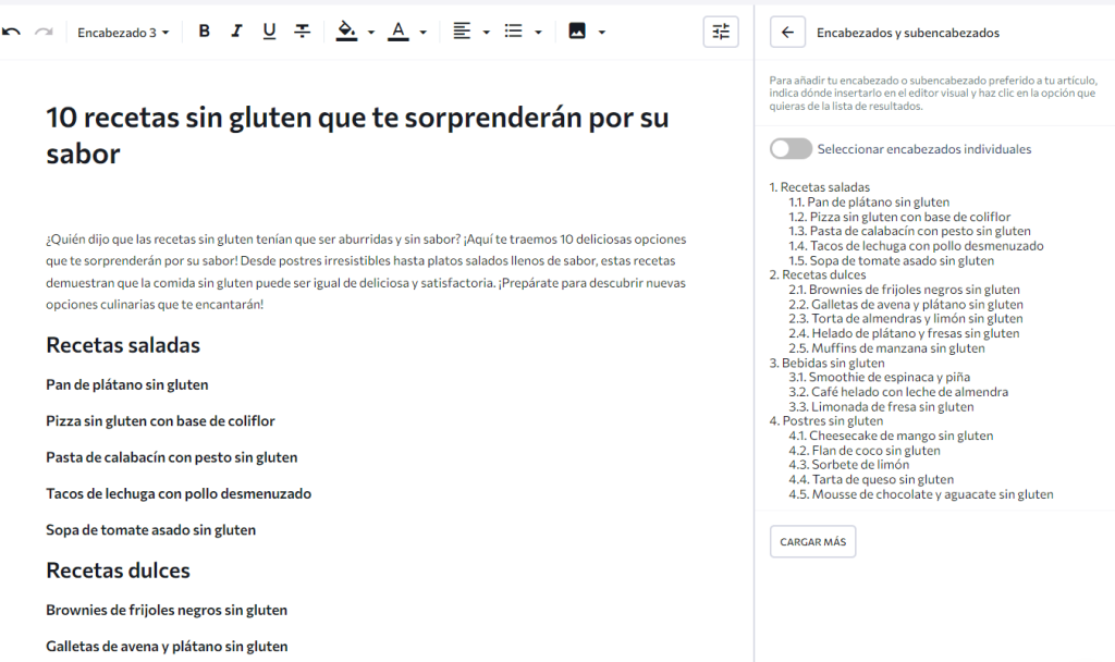 Ejemplo del Editor con IA de SE Ranking