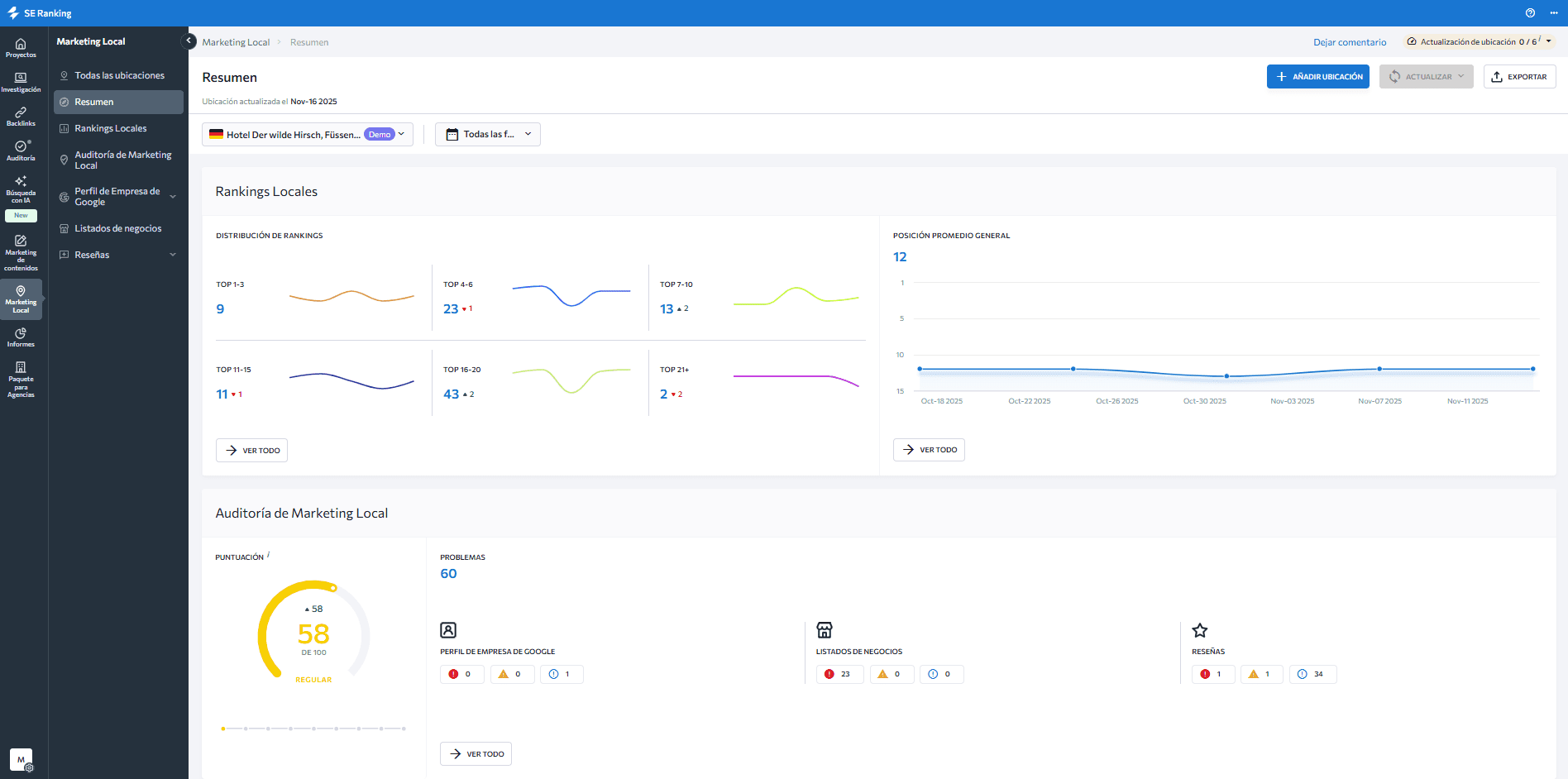 Marketing local con SE Ranking