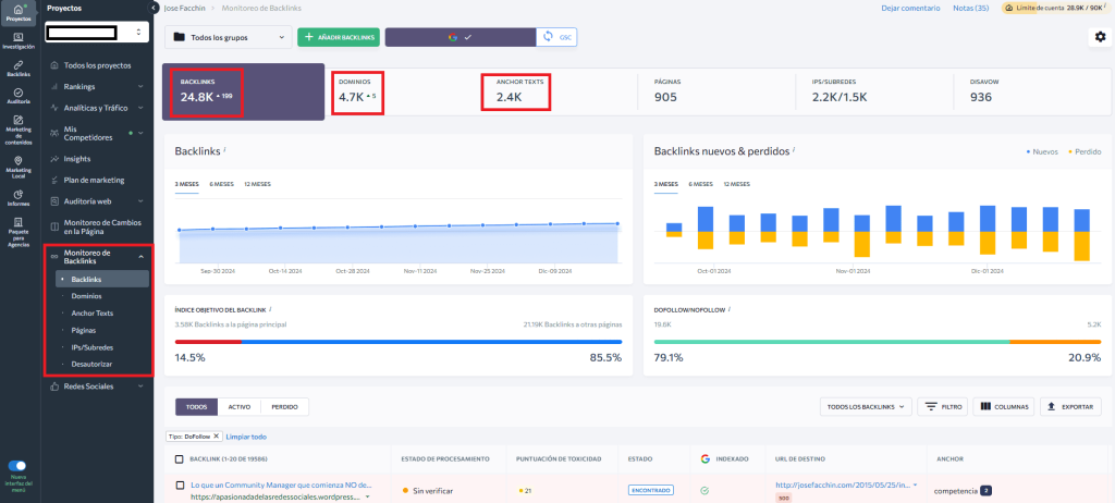 Monitoreo de backlinks