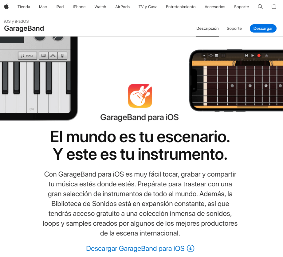 Herramienta de marketing para audio: Garageband