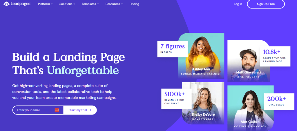 Herramienta para crear landing pages Leadpages