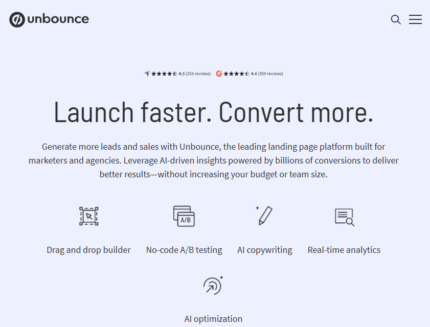 Herramienta para crear landing pages Unbounce