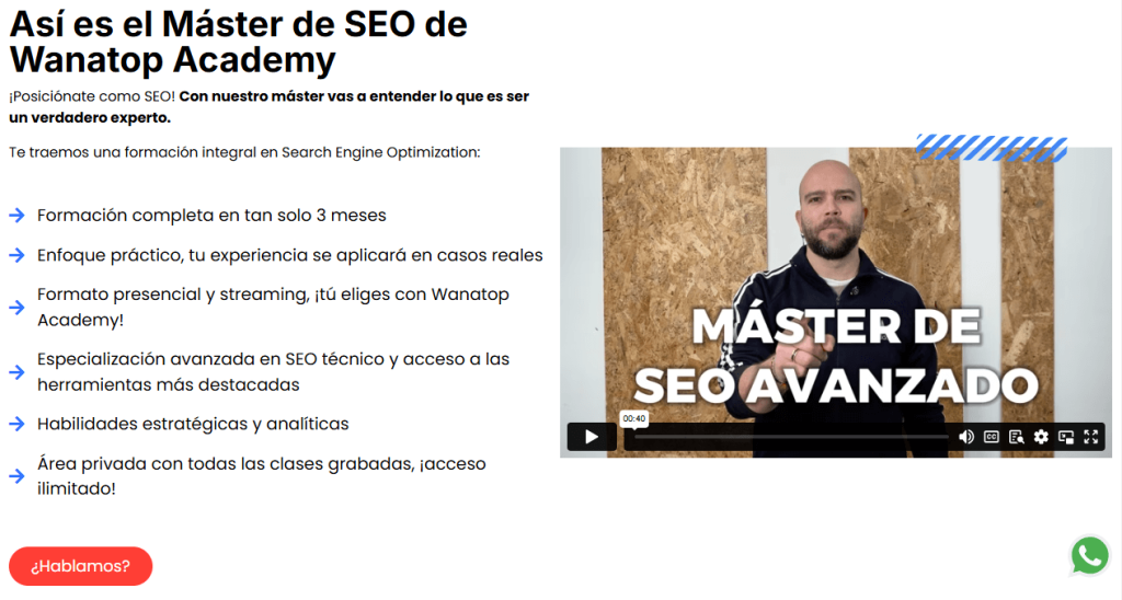 Master SEO Avanzado de Wanatop Academy