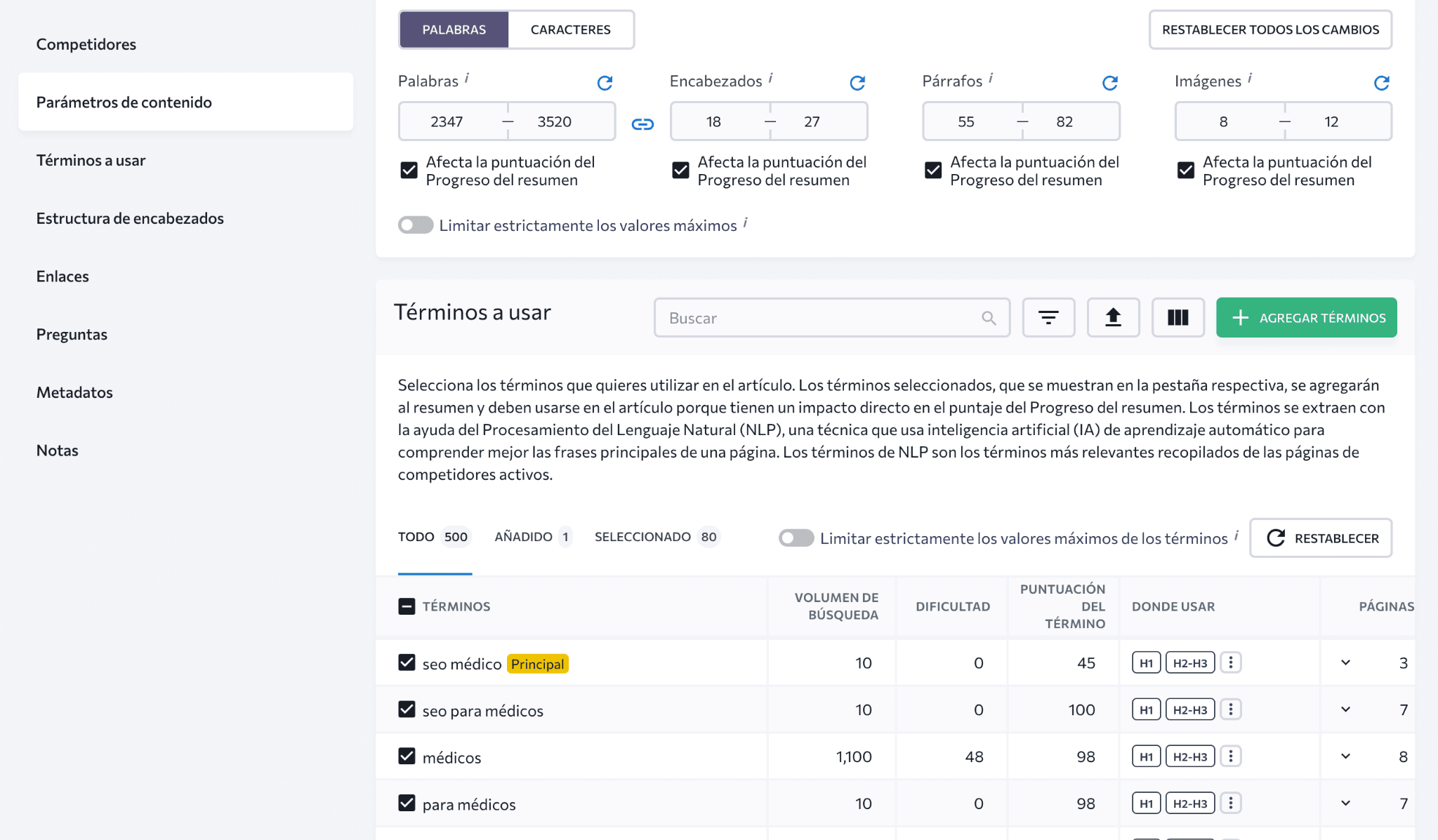 Editor de Contenido de SE Ranking