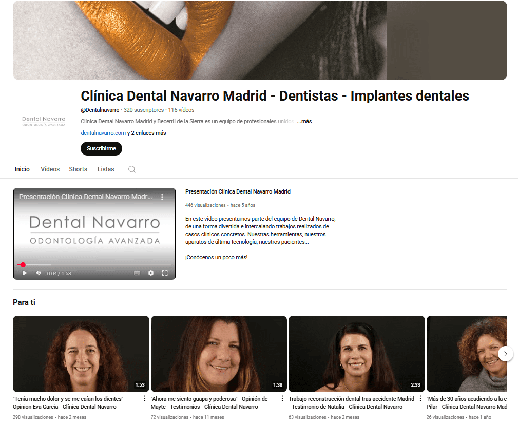 YouTube de la Clínica Dental Navarro