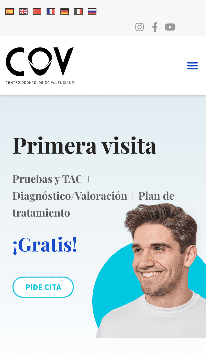 Diseños responsive del centro odontológico valenciano