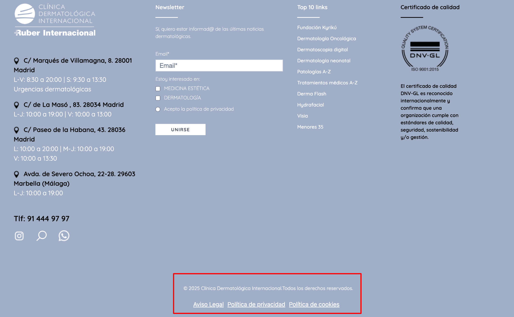 Enlace de la política de privacidad de la clínica