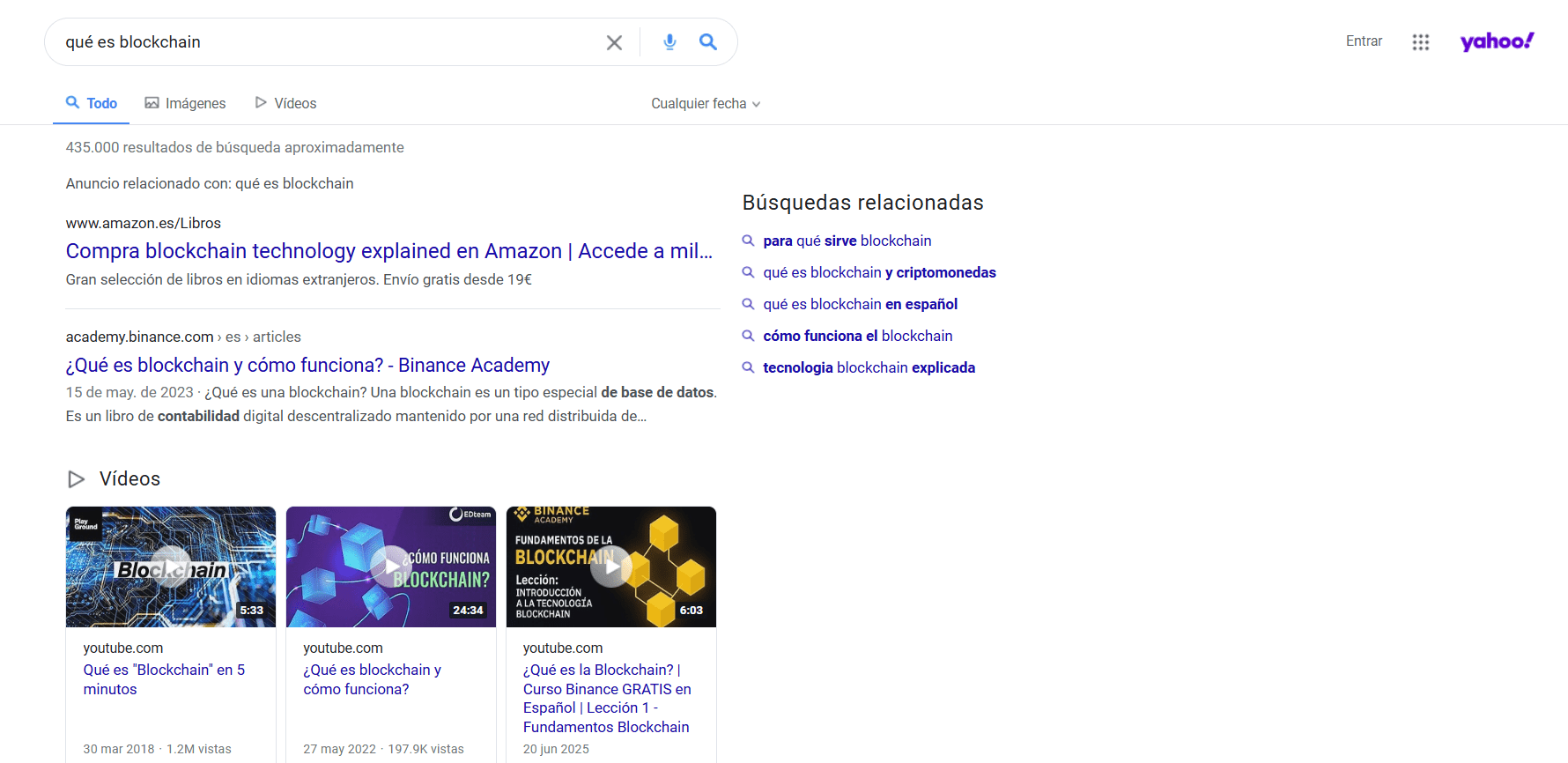 Interfaz de Yahoo