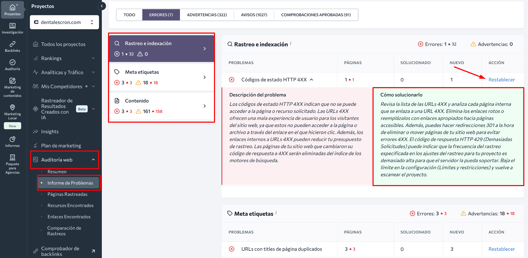 La Auditoría Web de SE Ranking