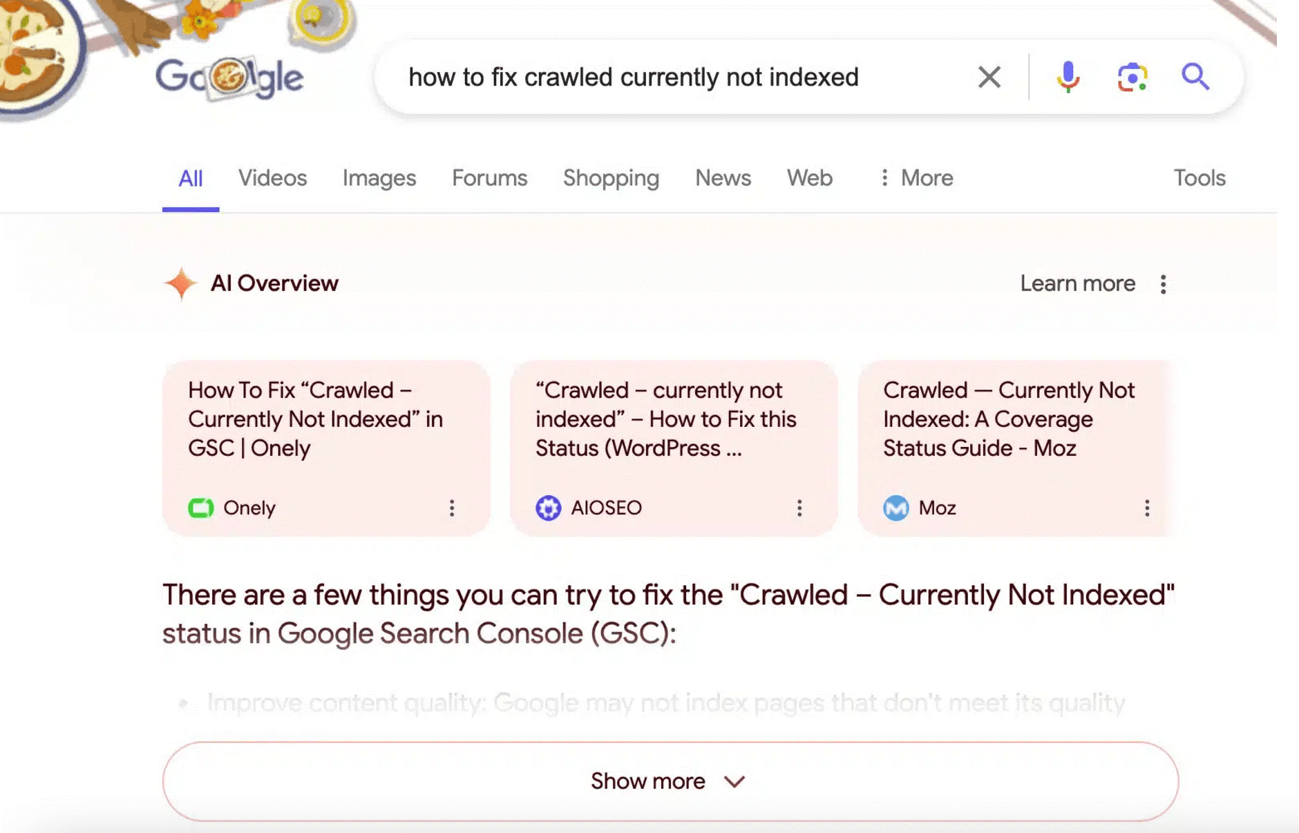 AI Overviews con tarjetas de enlace en la parte superior