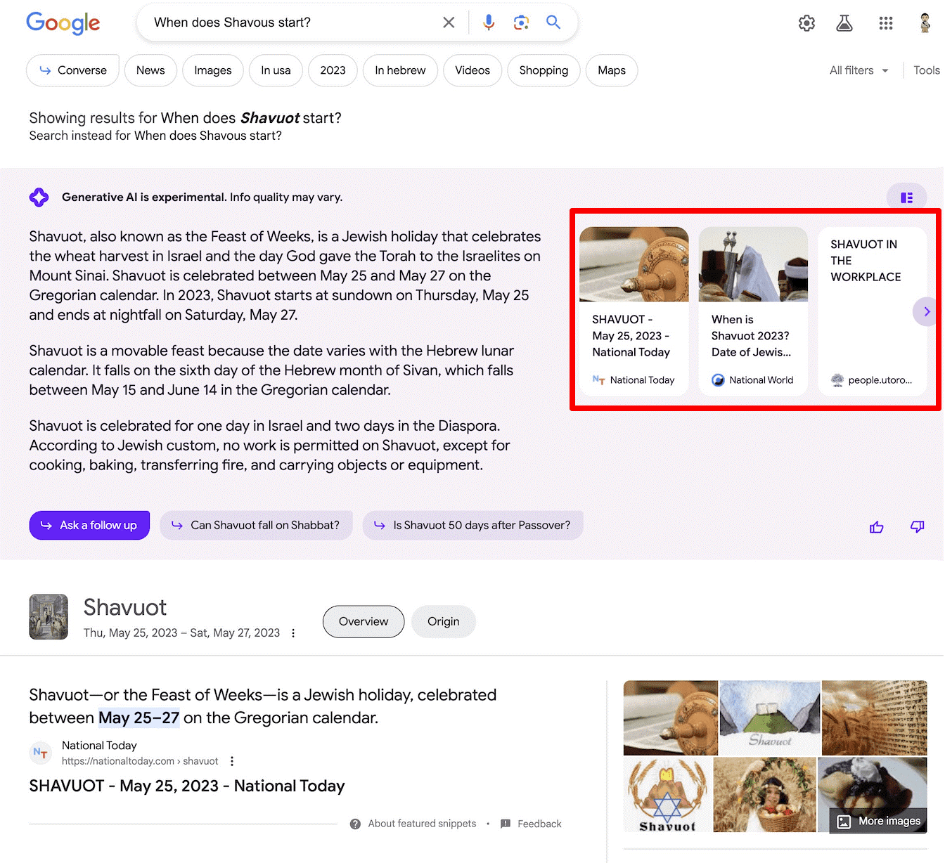 Enlaces en AI Overviews en Google en era SGE