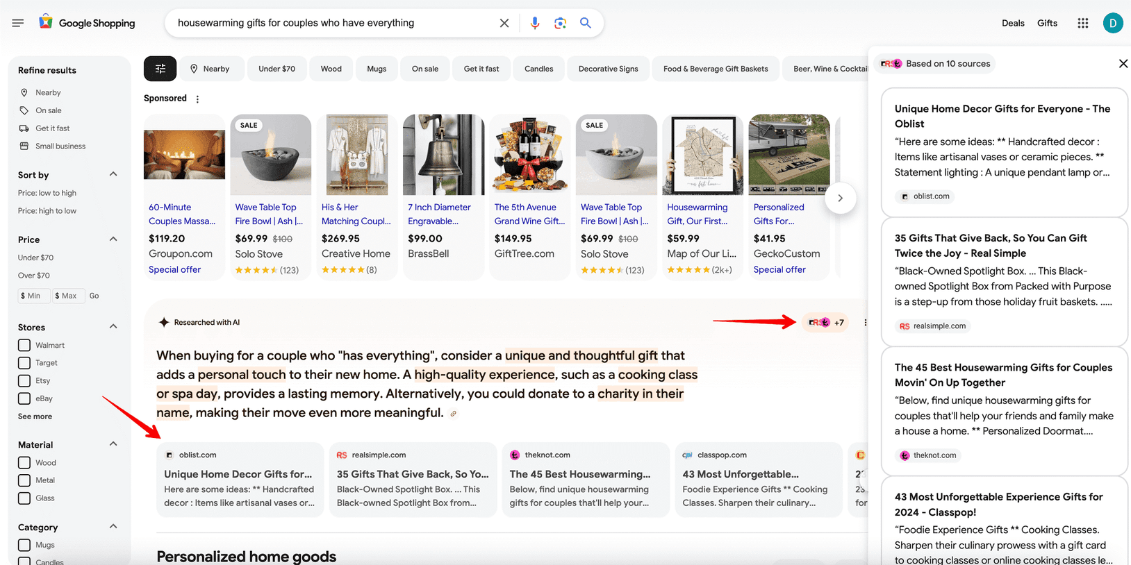 Google Shopping con AI Overviews