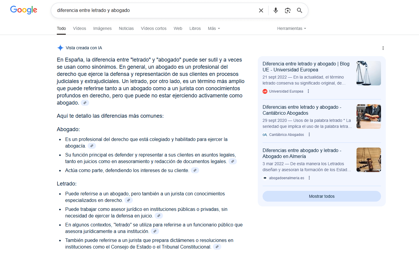 SERP de Google con AI Overviews