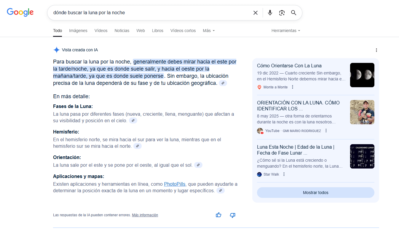 Nueva vista creada con IA en Google