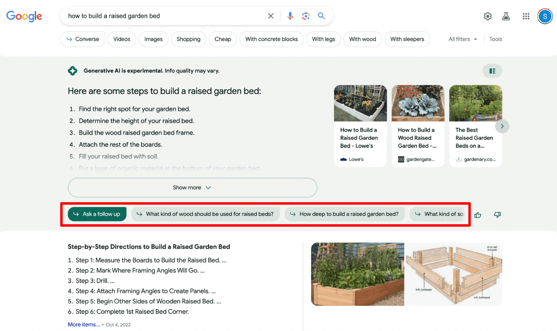 El botón Ask a follow-up en el SGE de Google