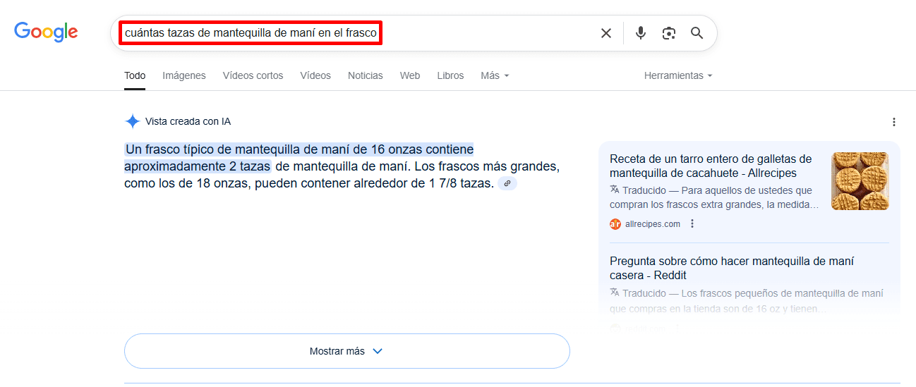 Ejemplo de las AI Overviews