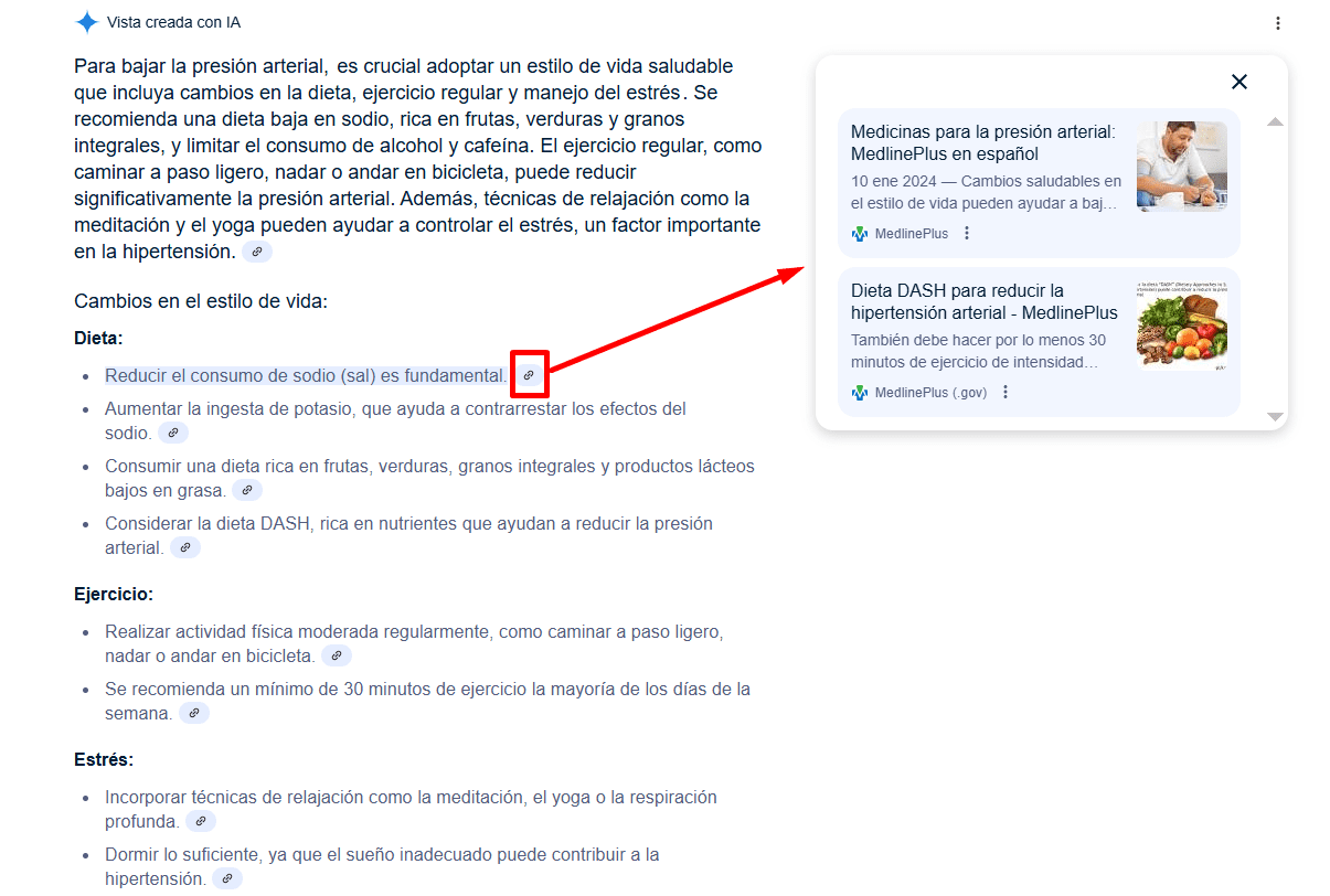 Enlaces en AI Overviews
