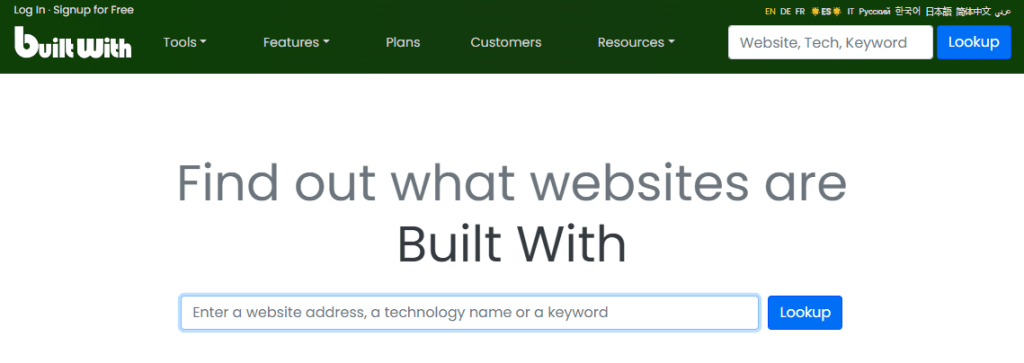 Herramienta Builtwith