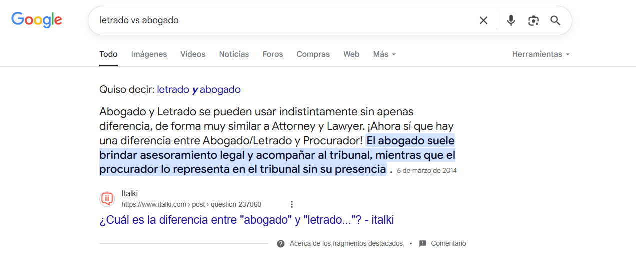 SERP de Google