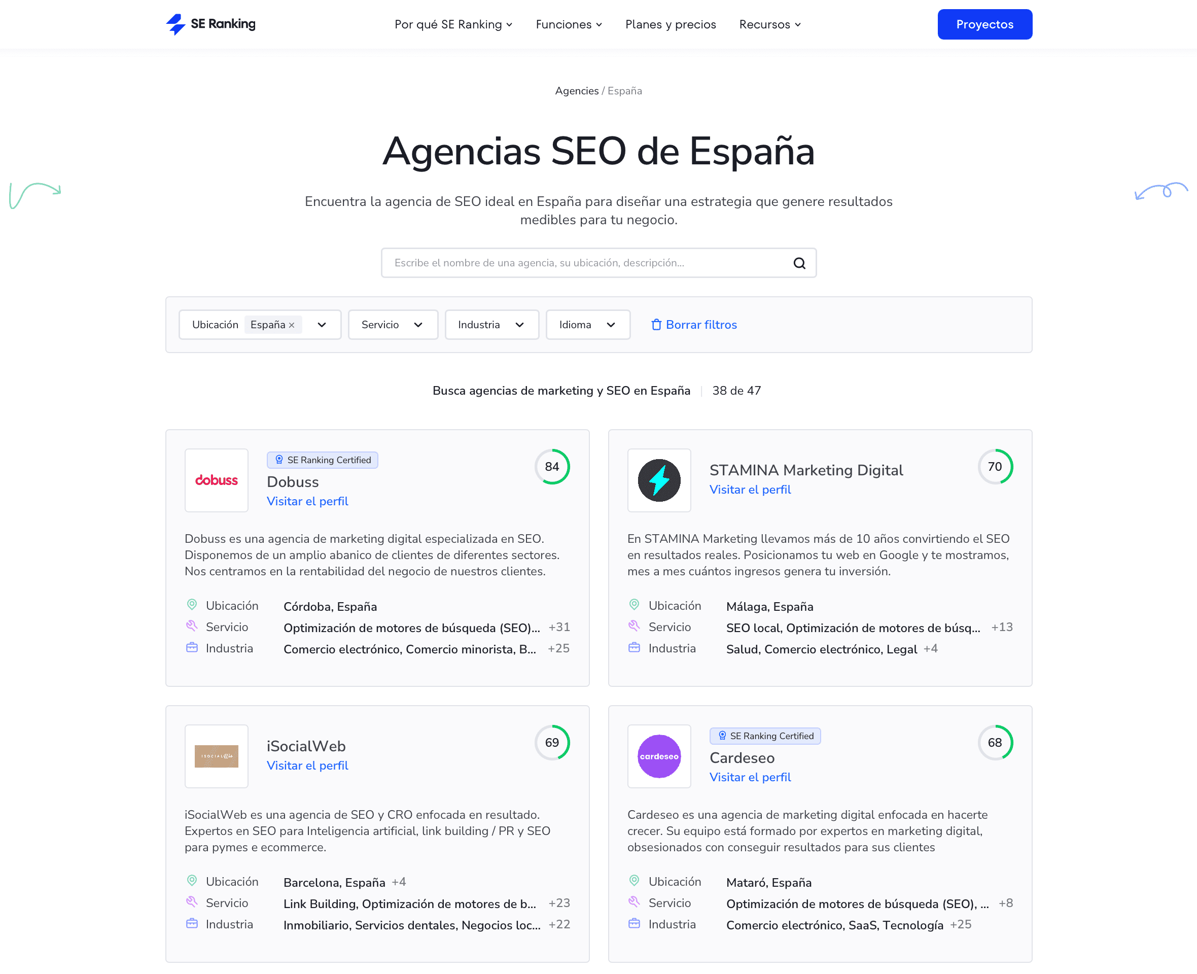 Catálogo de agencias de SE Ranking