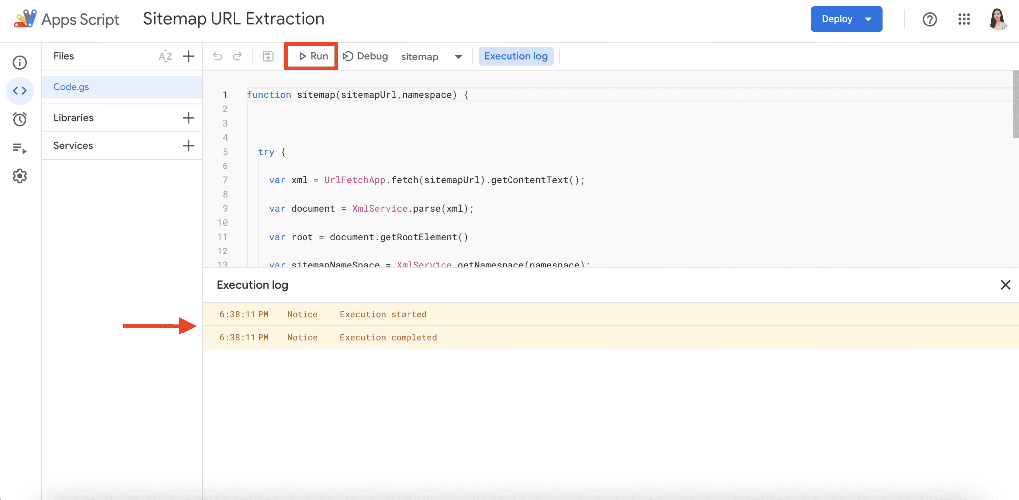 Execute new script