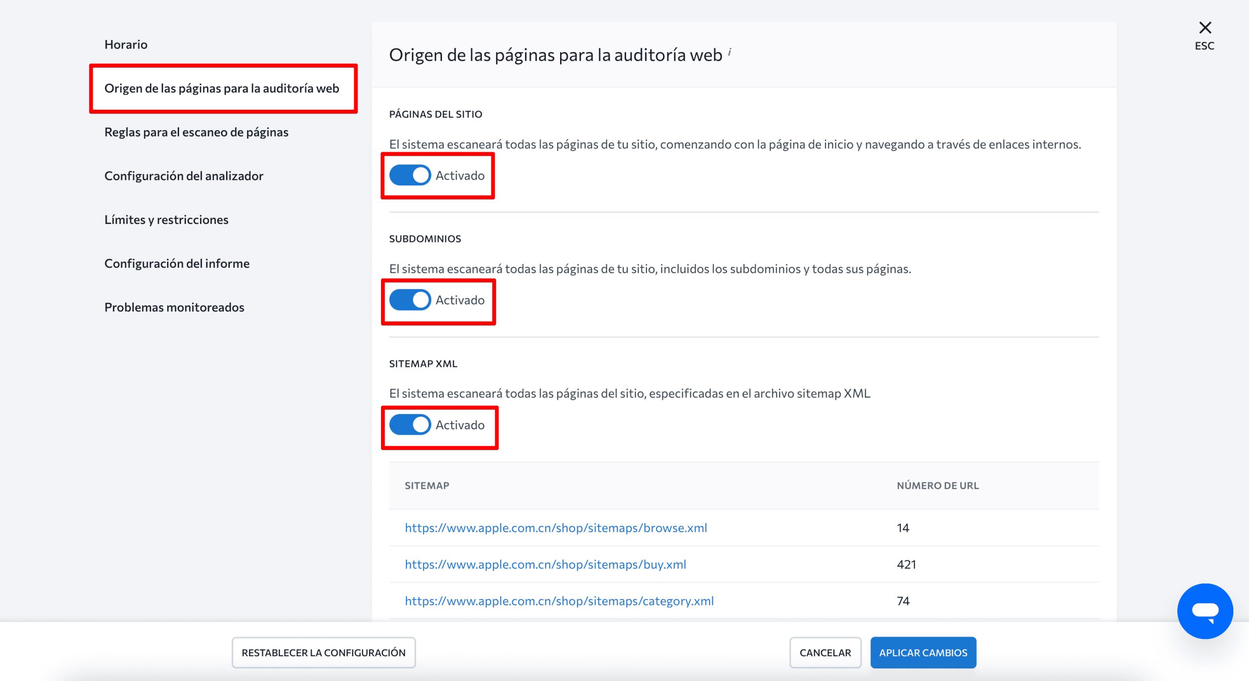 Fuente de la página para la auditoría web