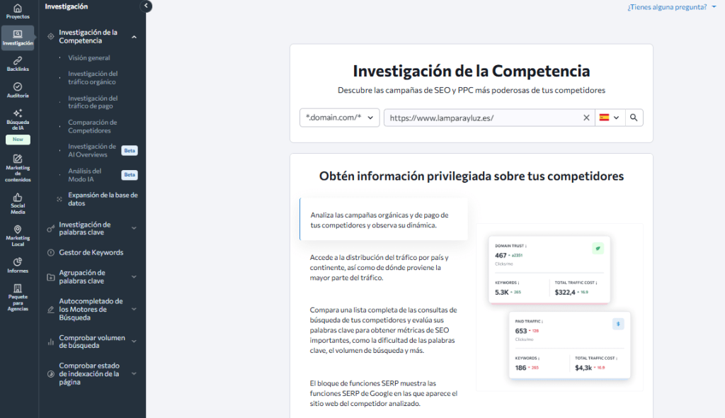 Investigación de la competencia