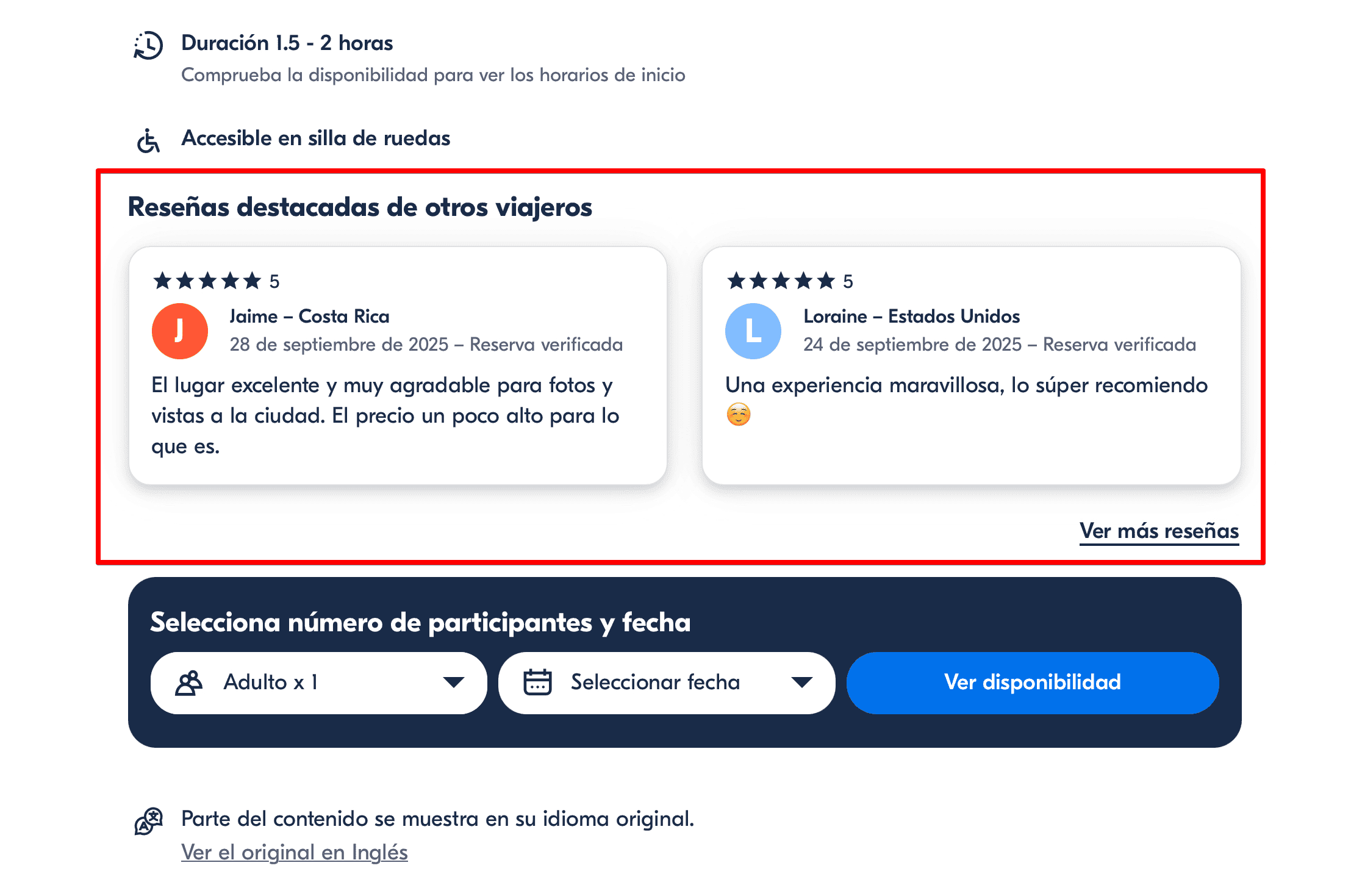 Opiniones generadas por los usuarios en GetYourGuide