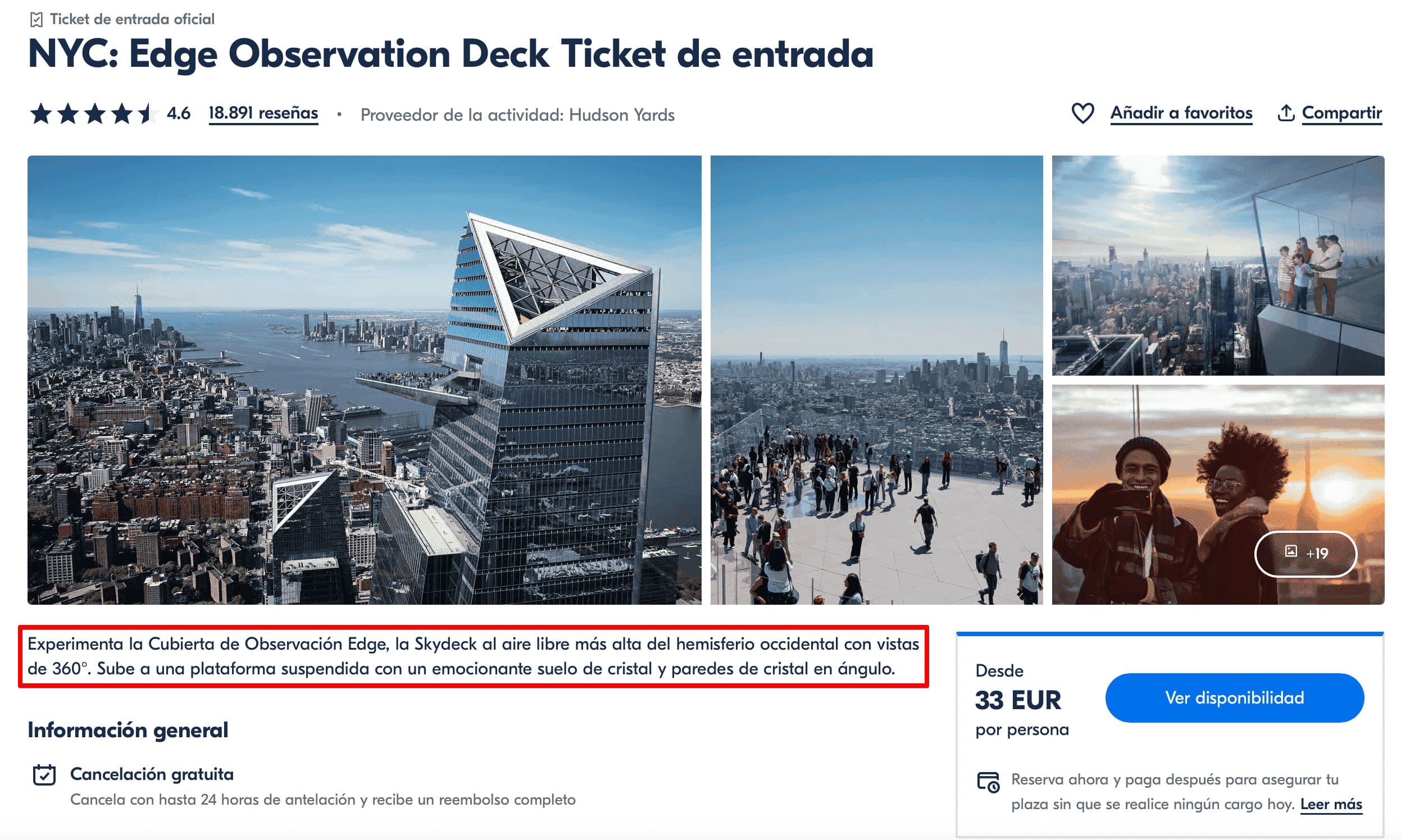 Resúmenes o descripciones personalizados en GetYourGuide