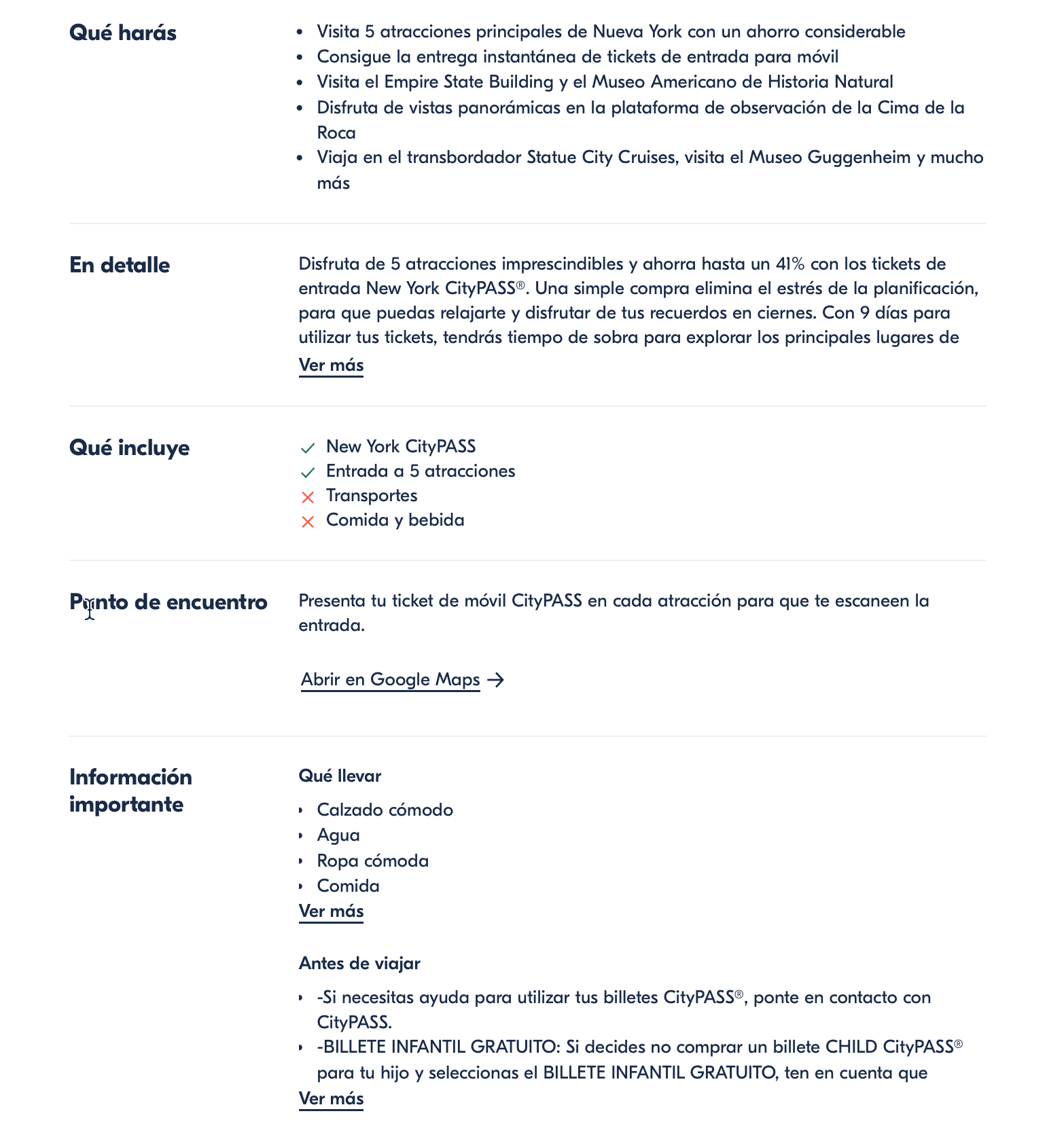 Tablas de datos en GetYourGuide