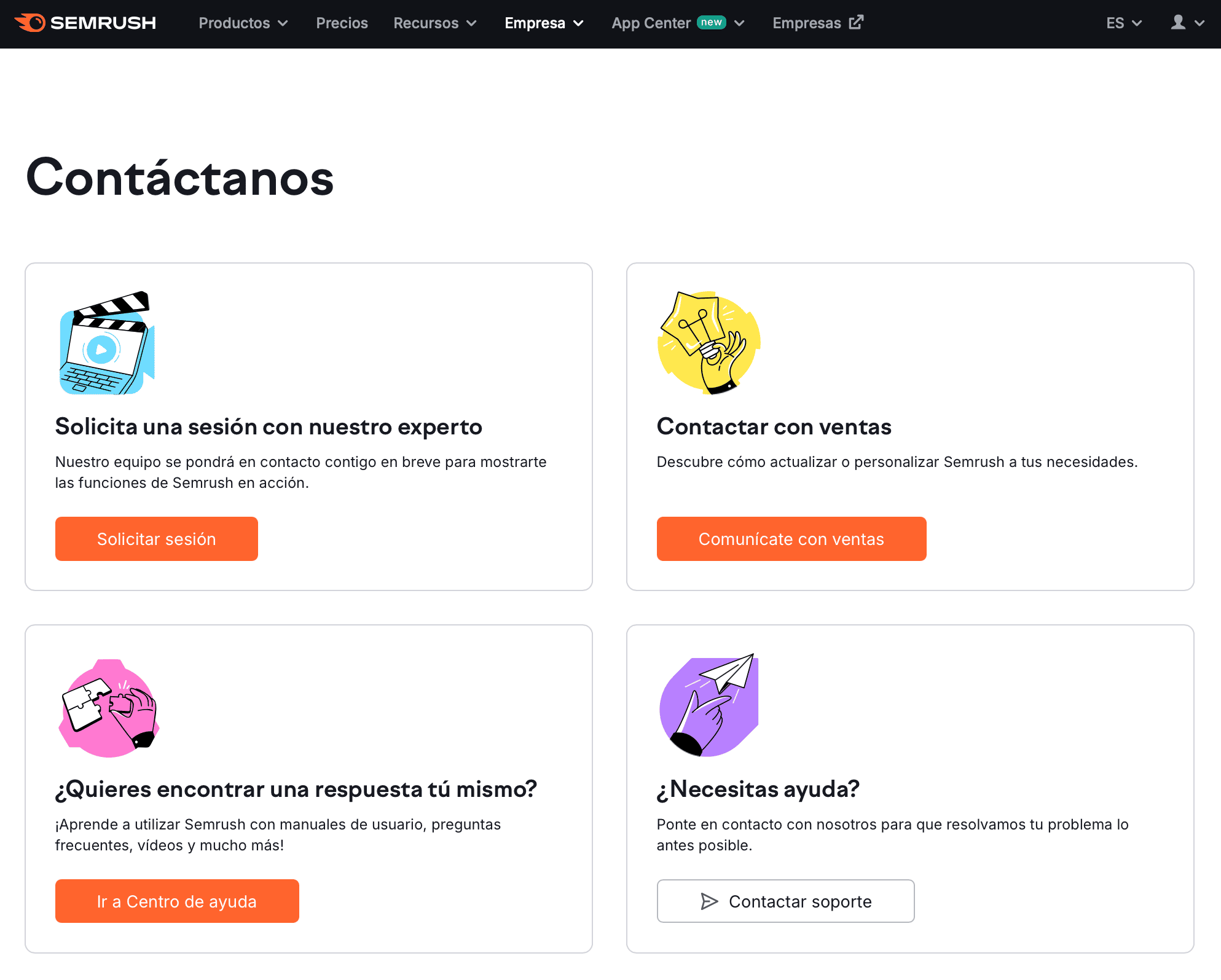 Soporte y recursos por Semrush