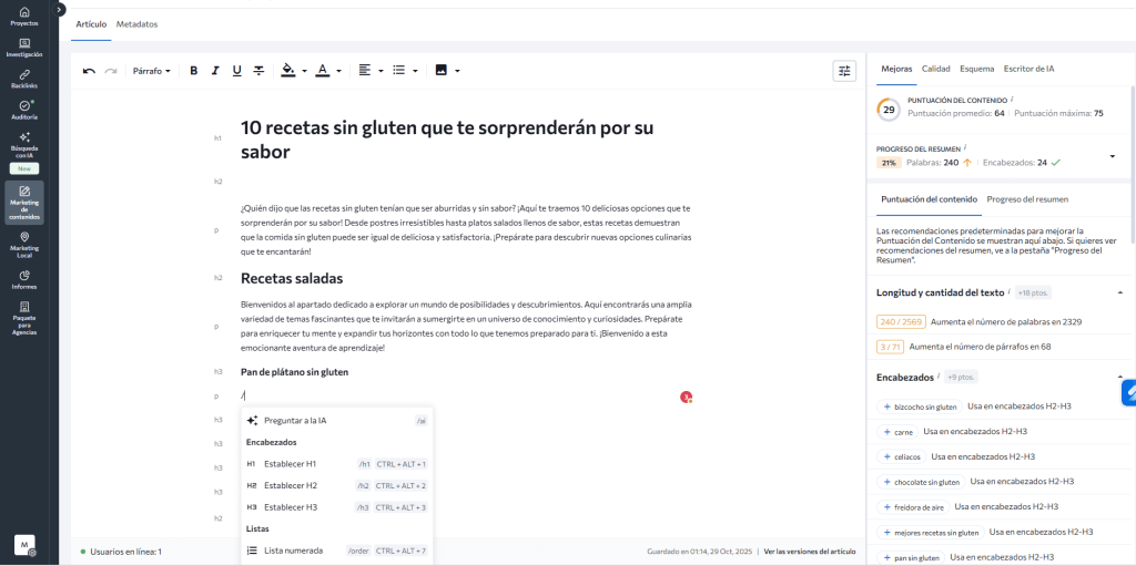 Herramienta edición de contenido con IA