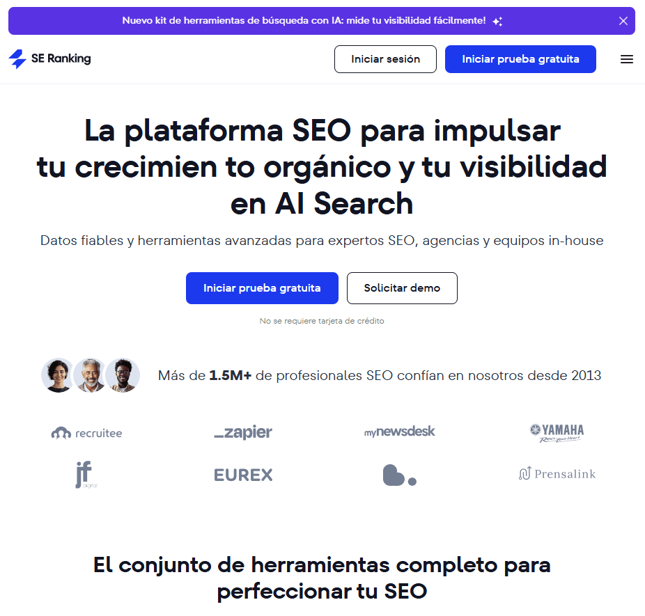Herramientas IA para SEO- SE Ranking