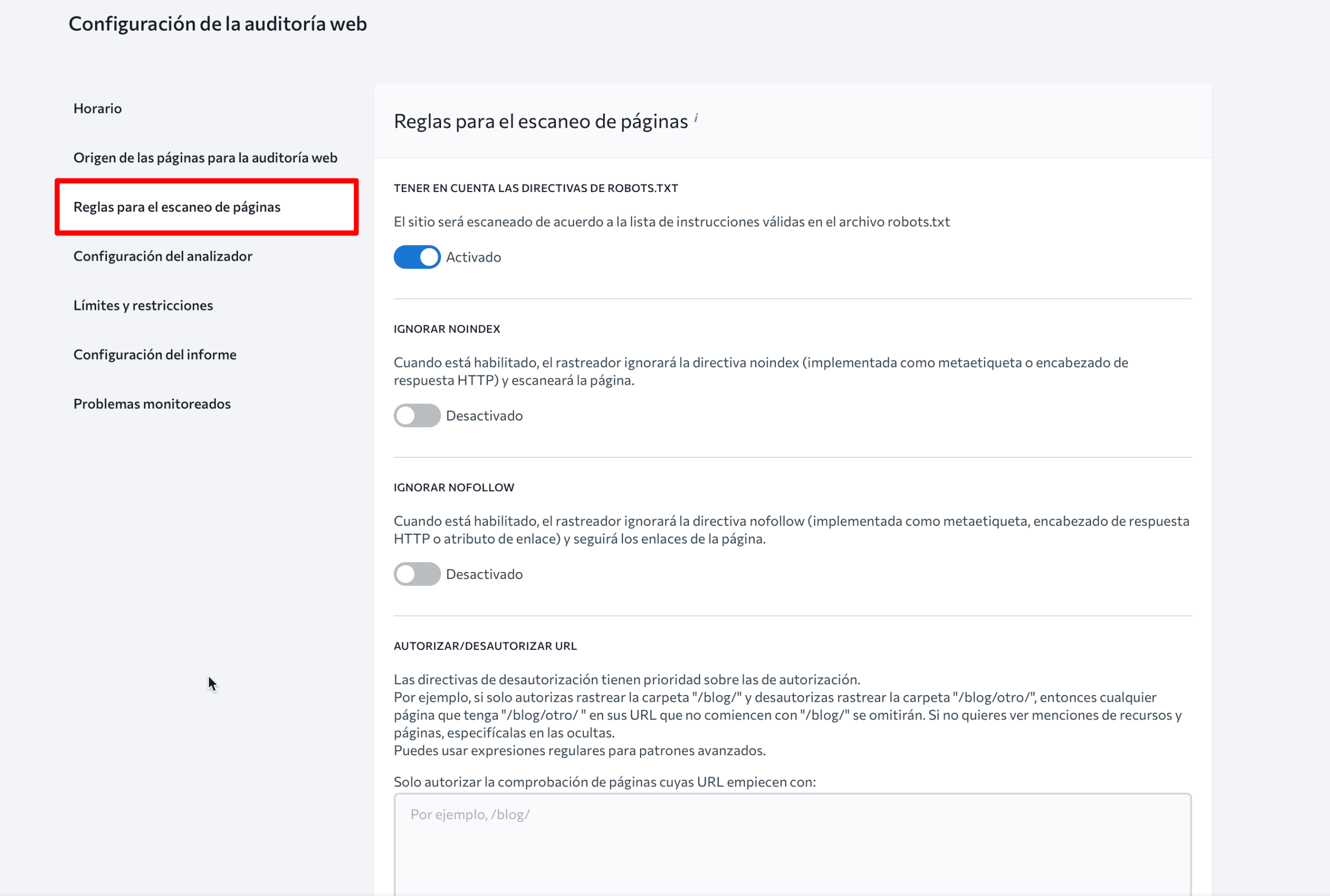 Reglas para escanear páginas