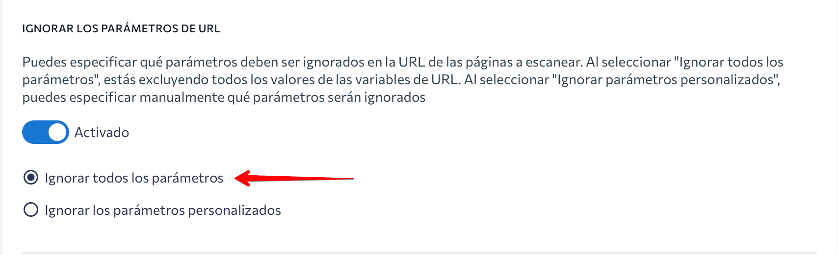 Opción para ignorar todos los parámetros