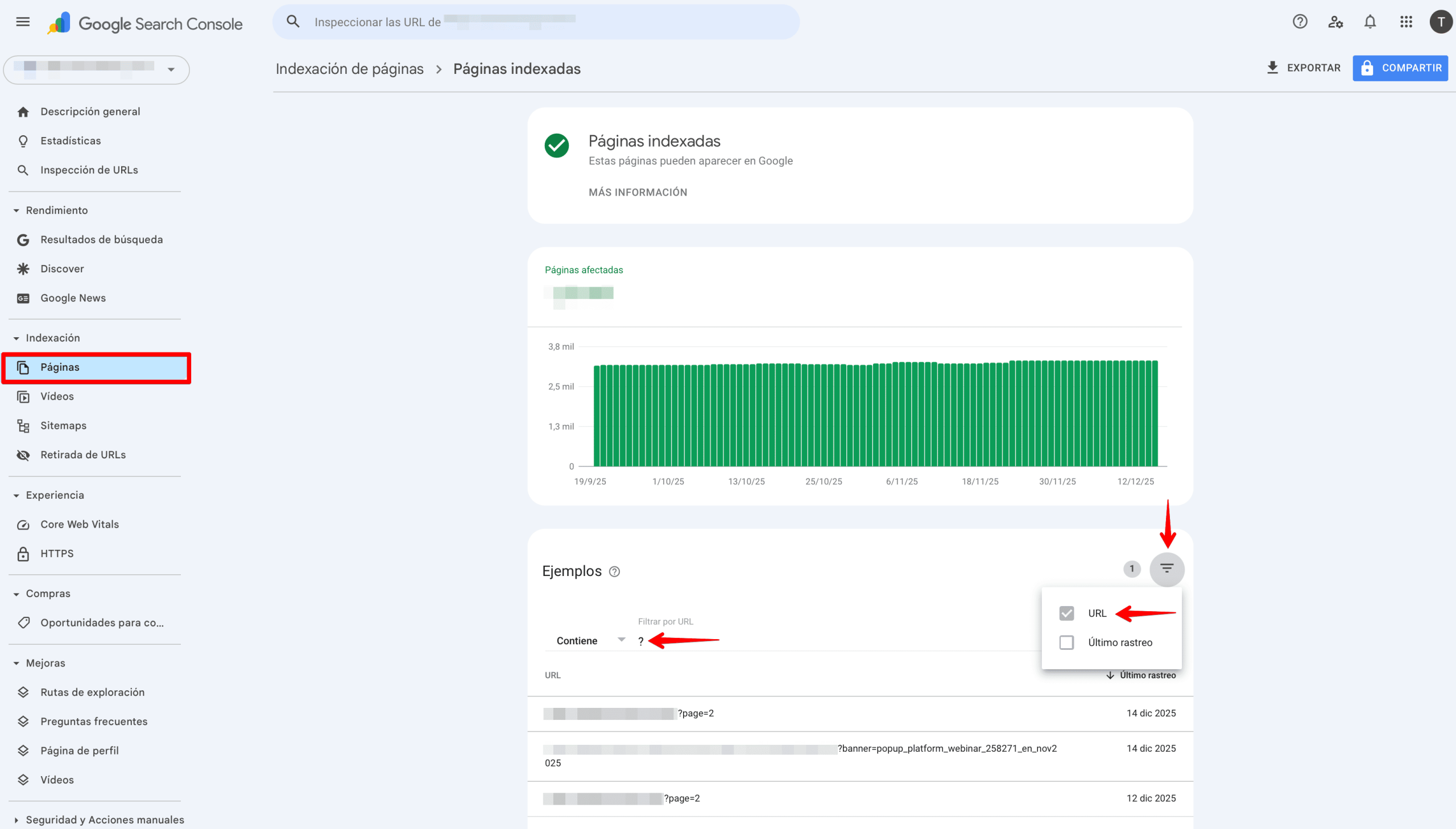 Supervisión de URL con parámetros a través de GSC
