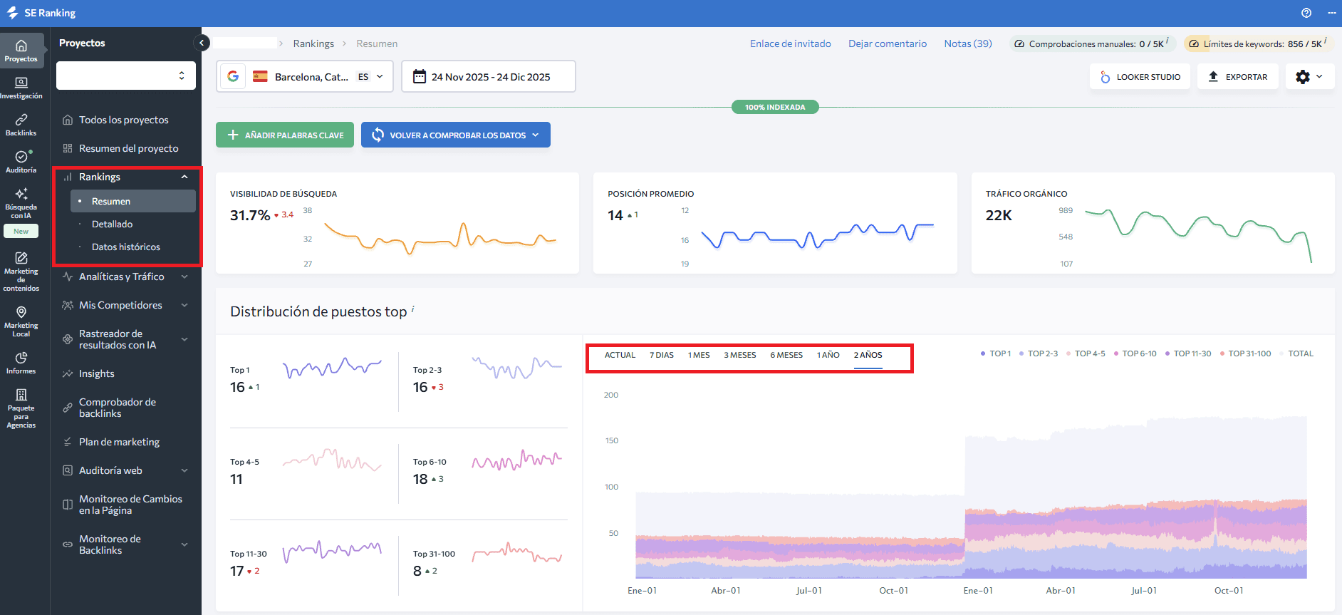 Herramienta SEO SE Ranking para controlar los updates de Google Herramienta SEO SE Ranking para controlar los updates de Google