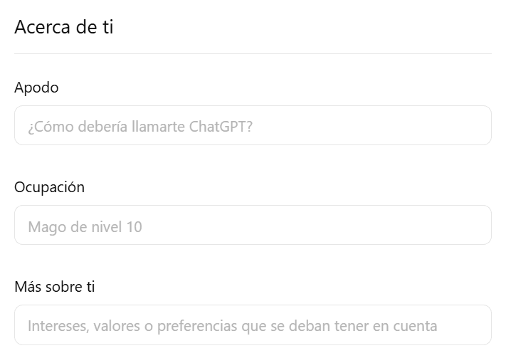 Personalizar ChatGPT