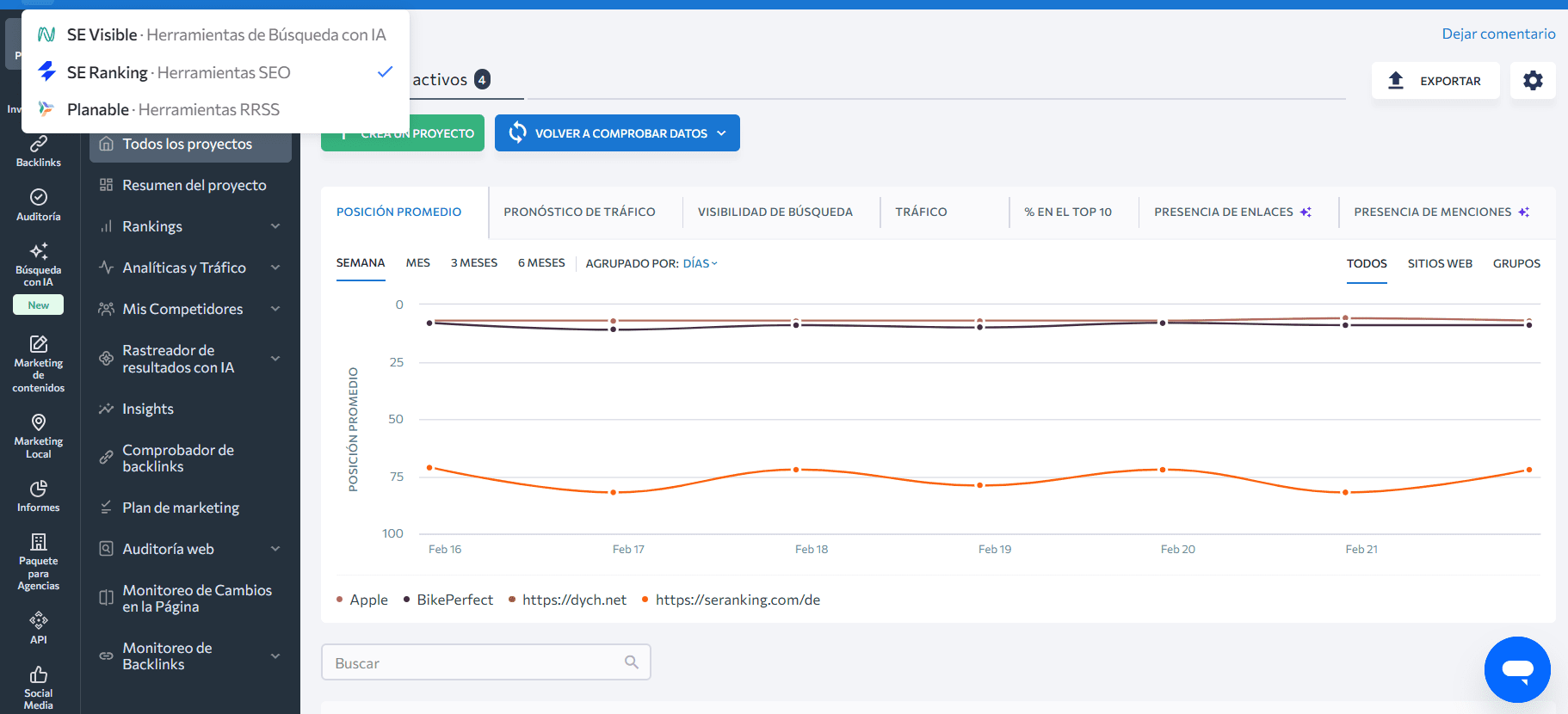 Elija entre la familia de productos de SE Ranking Familia de productos de SE Ranking