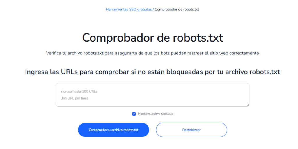 Comprobador de robots txt Comprobador de robots txt