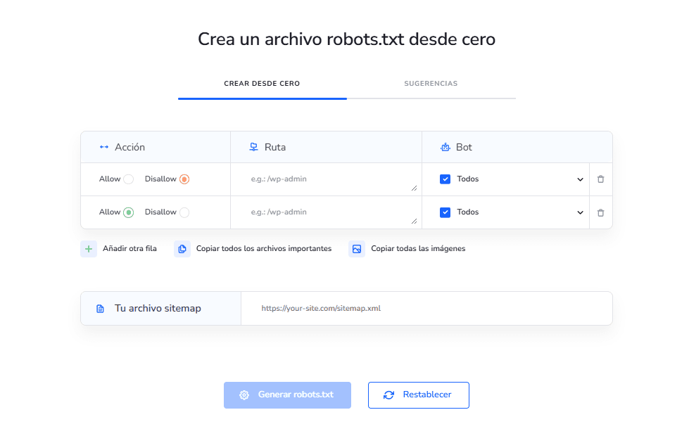 Generador de robots.txt Generador de robots.txt
