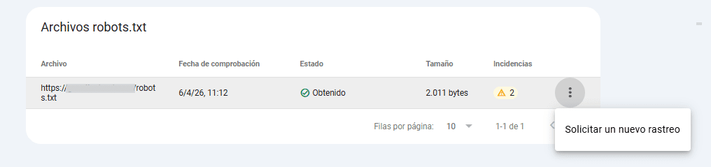 robots.txt reescaneado en GSC robots.txt reescaneado en GSC