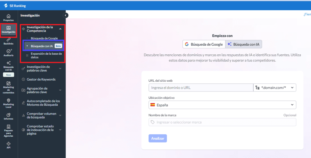 Investigación de la competencia en búsqueda con IA Investigación de la competencia en búsqueda con IA